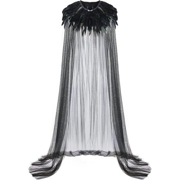 Womens Halloween Evil Queen Witch Cosplay Cloak Steampunk Black Carnival Costume - Picture 1 of 7